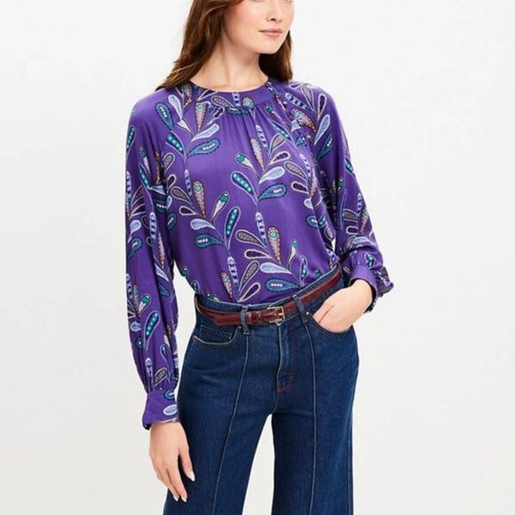 LOFT Tops - Loft Paisley Button Raglan Blouse